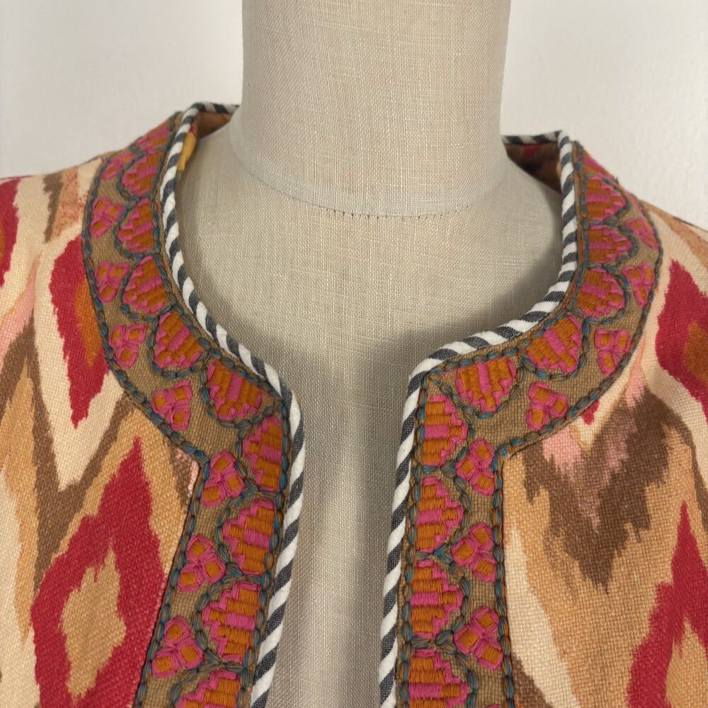 Sundance Womens M Amara Jacket Orange Geometric Print 100% Cotton Reversible - Picture 7 of 13